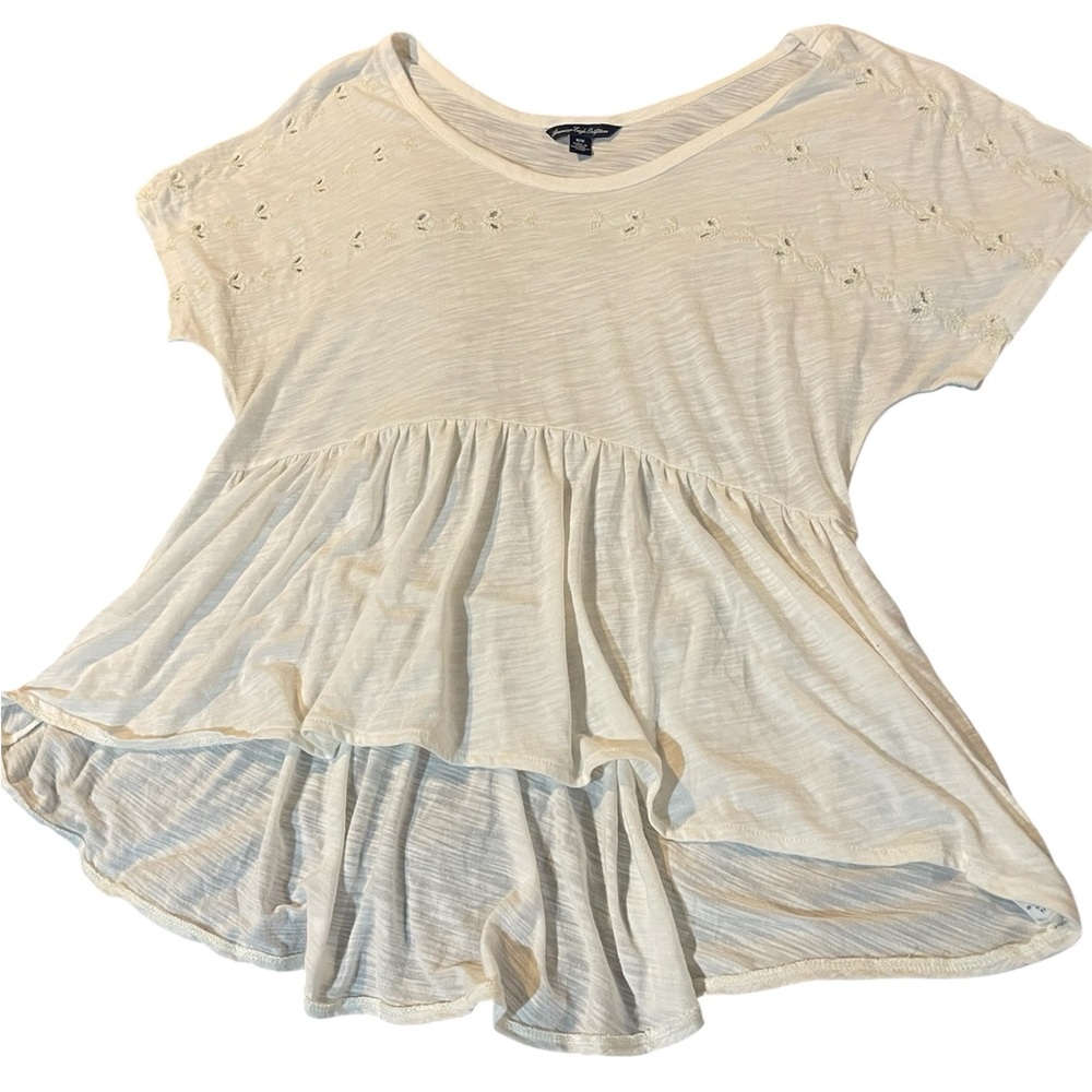 American Eagle Outfitters Cream Cap Sleeve Tunic